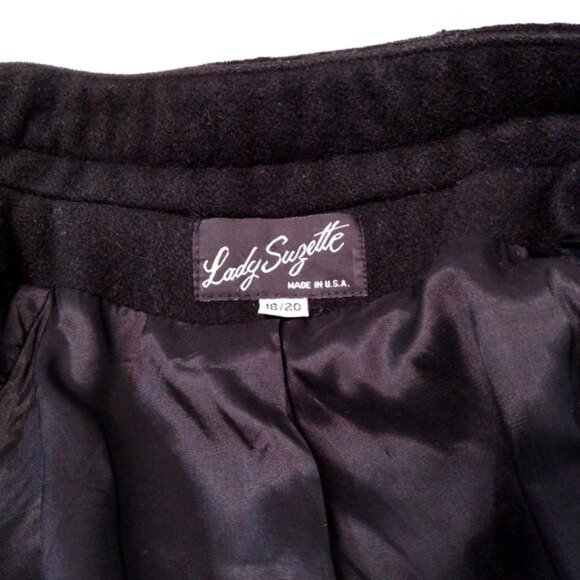 Lady Suzette 18/20 Wool Overcoat Padded Shoulders Raglan Sleeves USA EUC - Picture 7 of 11